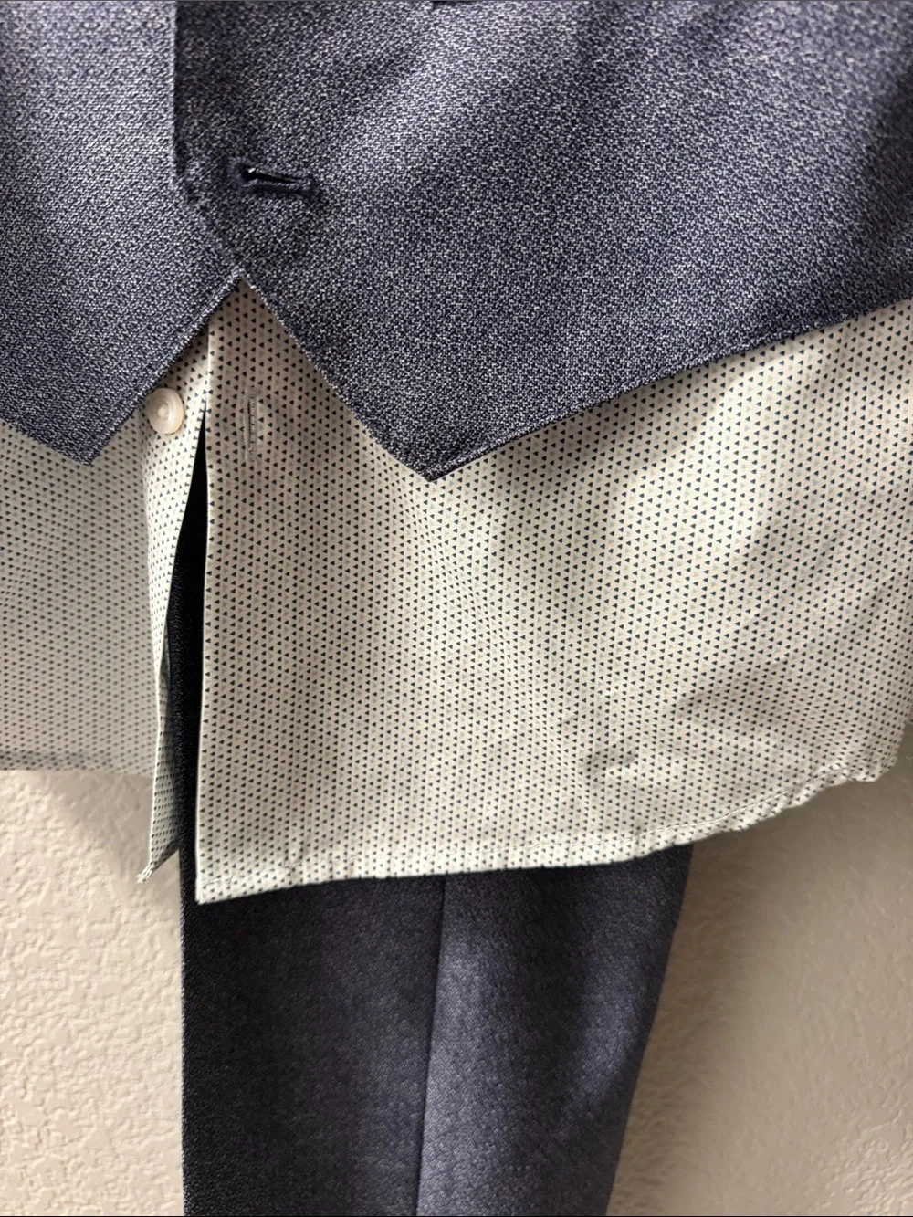 Boys Navy Vest Suit Set with Light Blue Shirt and Plaid Bow Tie